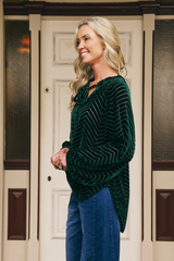 Emily Ruffle Collar Flocked Velvet Blouse
