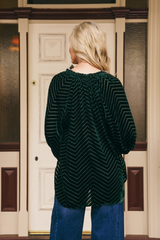 Emily Ruffle Collar Flocked Velvet Blouse