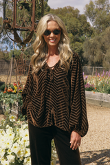 Emily Ruffle Collar Flocked Velvet Blouse
