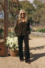 Emily Ruffle Collar Flocked Velvet Blouse