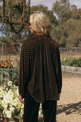 Emily Ruffle Collar Flocked Velvet Blouse