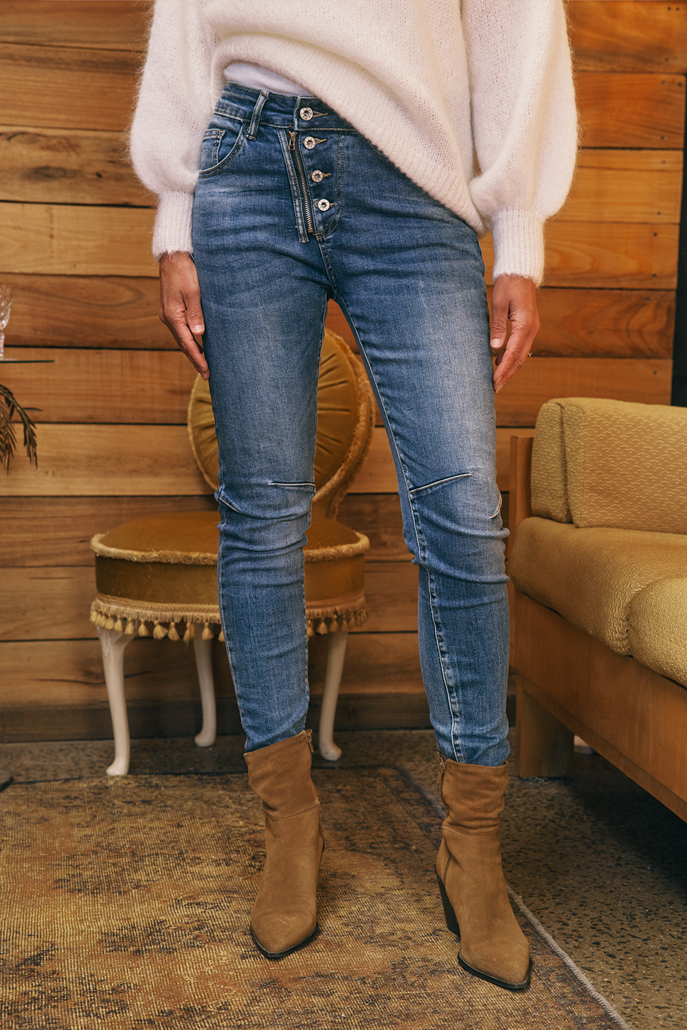 Italian Star Zip & Button Jean